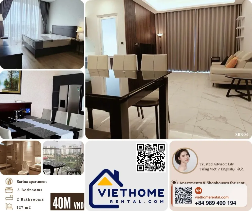 Sarina Thu Thiem 豪華3房公寓出租 127m² - 全套傢俱 - 4000萬越南盾/月 - Photo 1