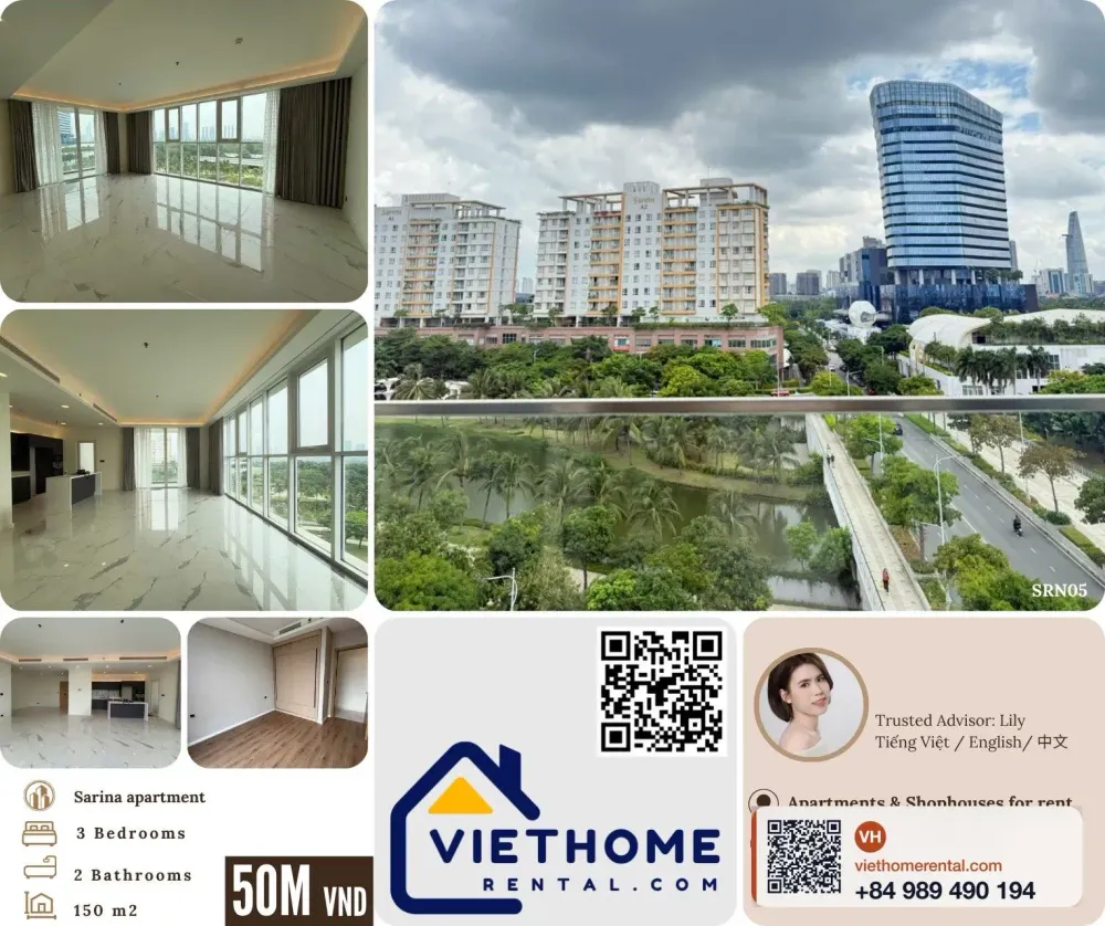 Cho Thuê Căn Hộ Sarina 3 Phòng Ngủ 150m2 Thủ Thiêm, Quận 2 - Nội Thất Cơ Bản - Photo 1