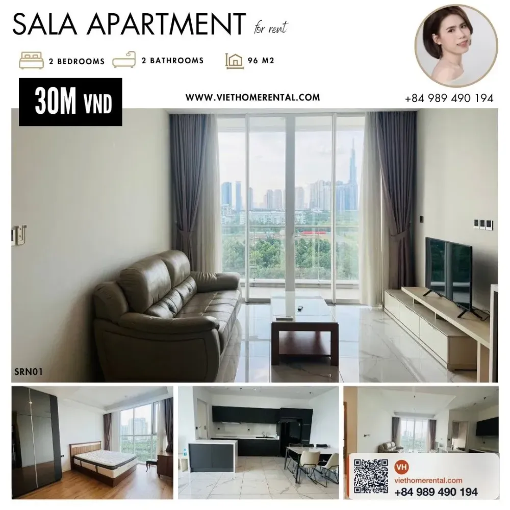 Sarina 2房2衛 96m² 出租 - Thu Thiem 第二郡 全套傢俱 3000萬越南盾/月 - Photo 2