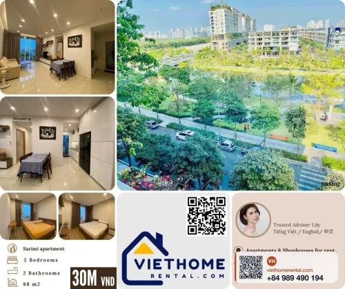 Sarimi 公寓出租 88m² 2房2卫 - 公园景观夜景 - 30,000,000 VND/月